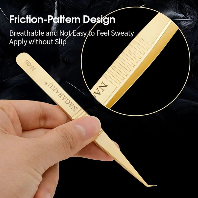 NAGARAKU Eyelash Extension Tweezers Makeup Stainless Steel Eyelash 3D accurate Clip - aquila Bask