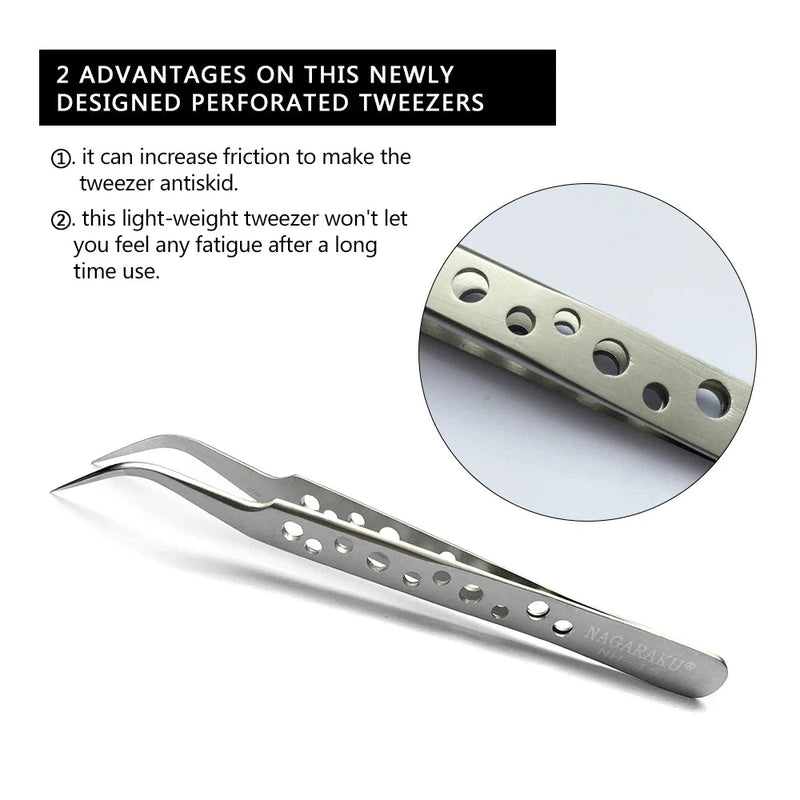 NAGARAKU Eyelash Extension Tweezers Makeup Stainless Steel Eyelash 3D accurate Clip - aquila Bask