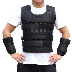 New 15/35KG Adjustable Loading Weight Vest Boxing Training Jacket Gym Fitness Equipment Running Workout Waistcoat Sand Clothing - aquila Bask