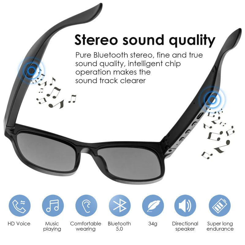 A12 Pro smart Bluetooth sunglasses with wireless earphones polarized music sun glasses headphones - aquila Bask