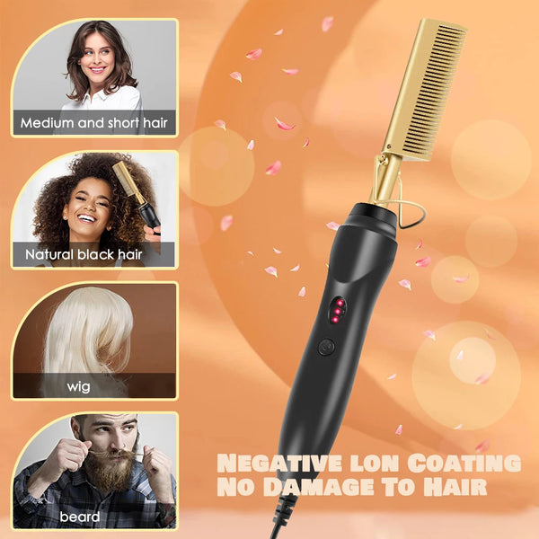 Hot Comb Hair Straightener Flat Iron