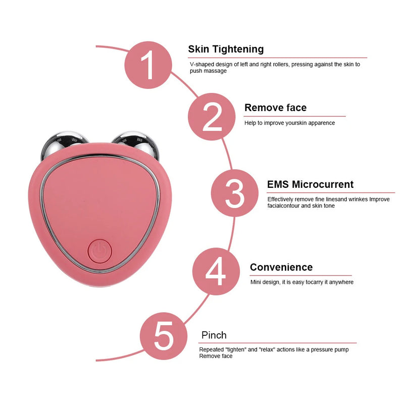 EMS Face Lifting Machine Facial Massager Microcurrent Roller Skin Tightening Rejuvenation Beauty Charging Facial Anti Wrinkle