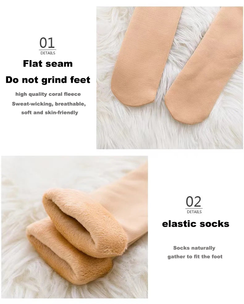 Men Women Socks Winter Warm Snow Socks Thickened Socks Add Velvet Solid Lolita Dew Ankle Bare Leg Happy Fun Harajuku Kawai Sox