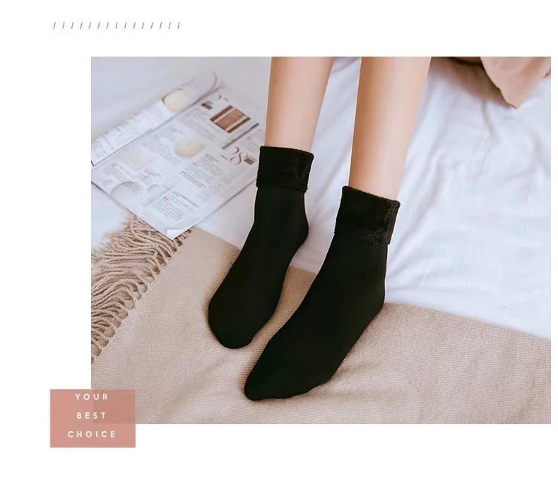 Men Women Socks Winter Warm Snow Socks Thickened Socks Add Velvet Solid Lolita Dew Ankle Bare Leg Happy Fun Harajuku Kawai Sox