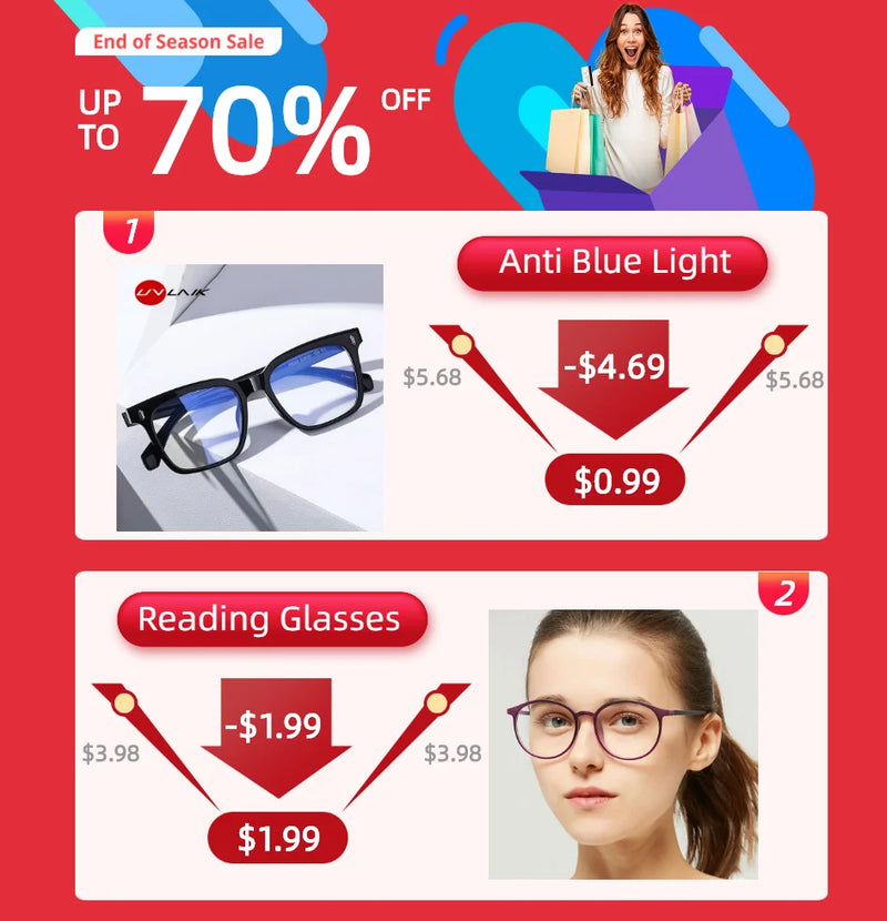 UVLAIK Blue Llight Blocking Rimless Glasses Frame Women Spectacle Myopia Transparent Glasses Men EyeGlasses optical Frames