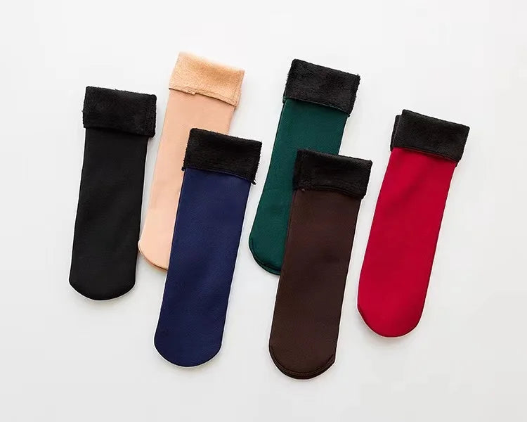 Men Women Socks Winter Warm Snow Socks Thickened Socks Add Velvet Solid Lolita Dew Ankle Bare Leg Happy Fun Harajuku Kawai Sox