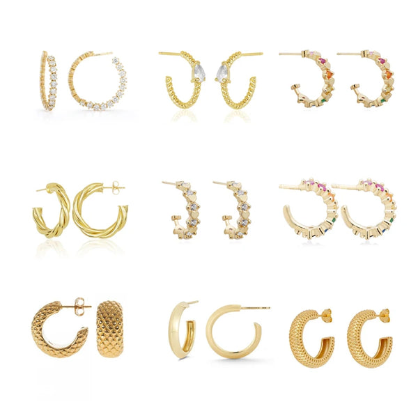 CRMYA  Gold Silver Filled Hoop Earrings for Women Big CZ Zircon Huggie Earring Circle Ear Rings Men Aretes Wholesale Jewelry