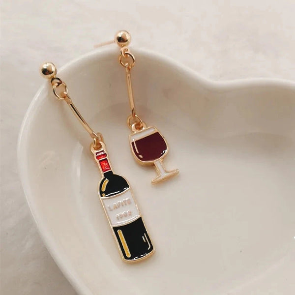 Wine Beer Earrings, Mini Food Earrings, Mini Food Jewelry Handmade Jewelry, Mini Food Jewelry Gifts for Wine Lovers - aquila Bask